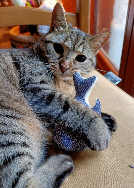 Petite baleine pour chat coton - garnissage cataire valeriane - jouet mignon pour chat