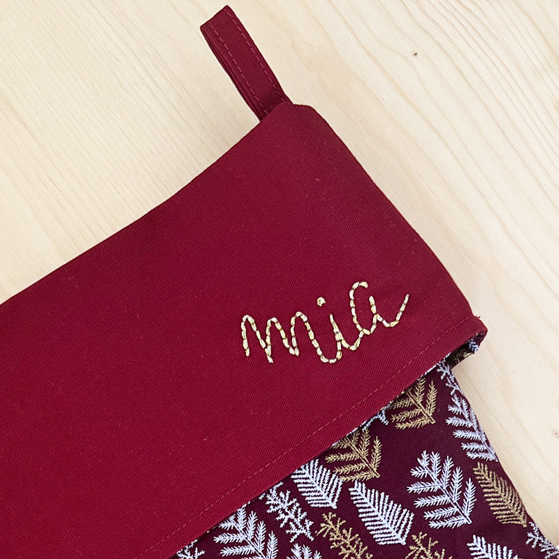 chaussette de noel personnalisée - prenom brode - idee cadeau de noel