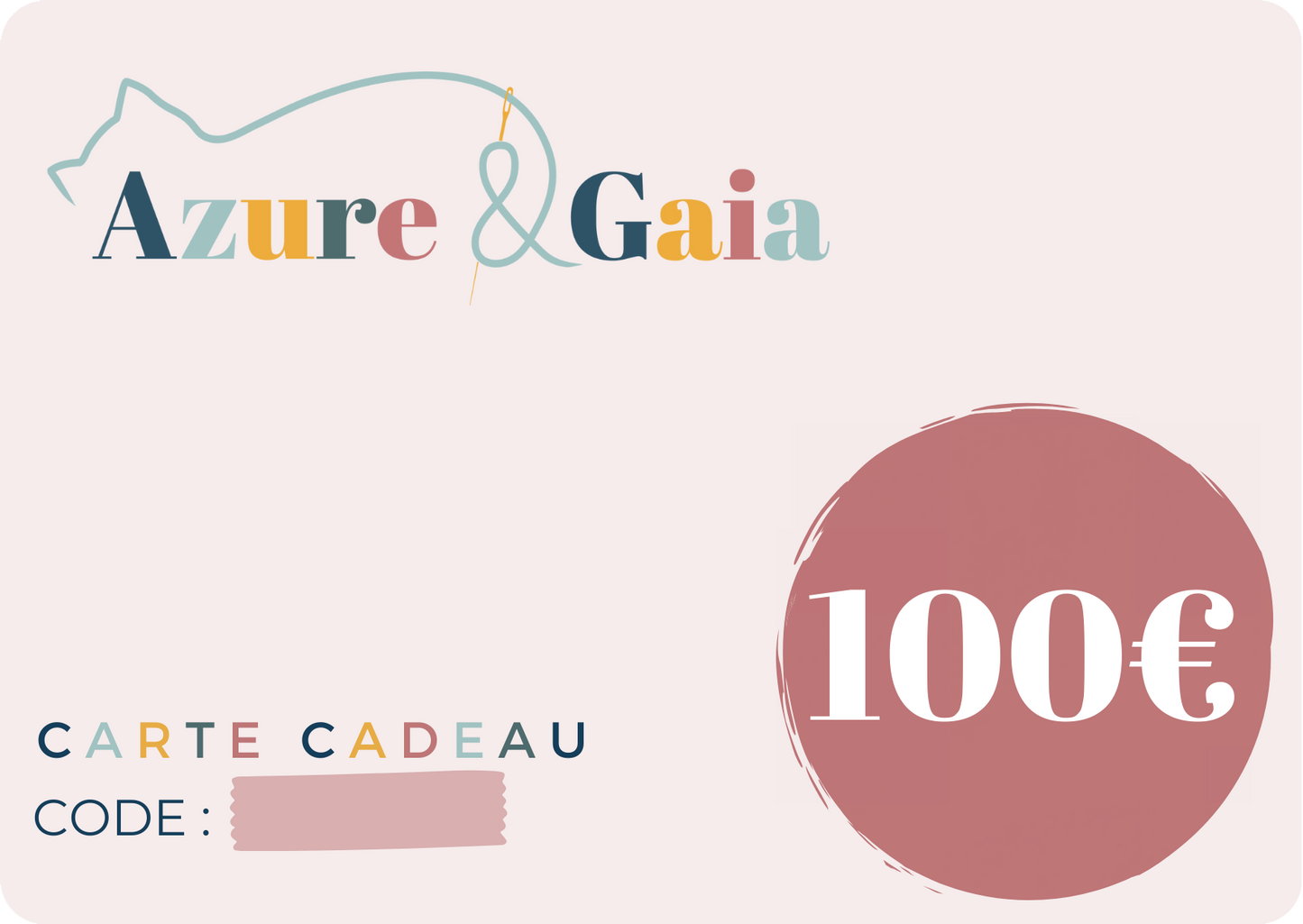 Cartes cadeaux, e-cartes cadeaux de 100€ à dépenser sur tout le site www.azureetgaia.fr