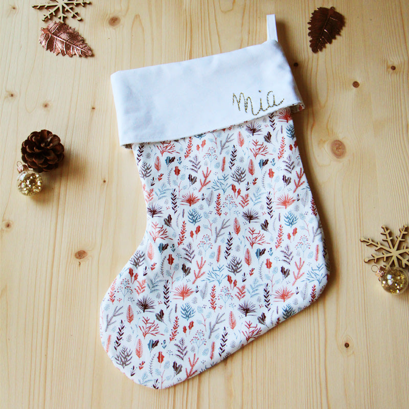 chaussette de noel personnalisée - prenom brode - idee cadeau de noel