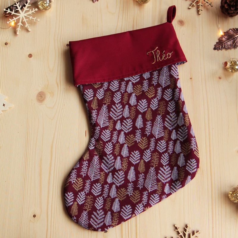 chaussette de noel personnalisée - prenom brode - idee cadeau de noel