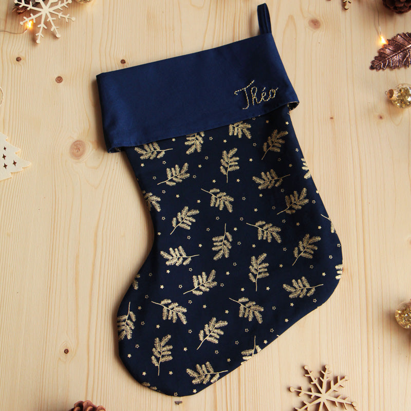 chaussette de noel personnalisée - prenom brode - idee cadeau de noel