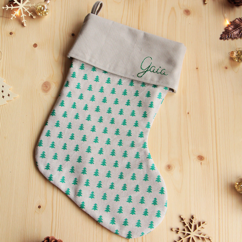 chaussette de noel personnalisée - prenom brode - idee cadeau de noel