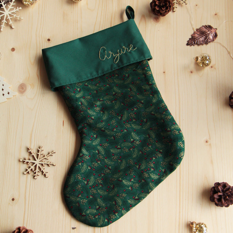 chaussette de noel personnalisée - prenom brode - idee cadeau de noel