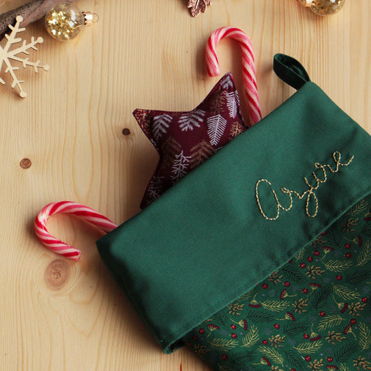 chaussette de noel personnalisée - prenom brode - idee cadeau de noel