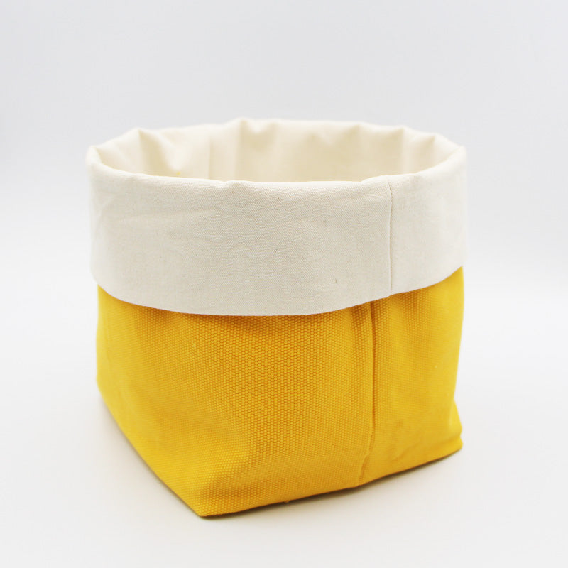 panier de rangement en tissu jaune fait main en France - Azure et Gaia