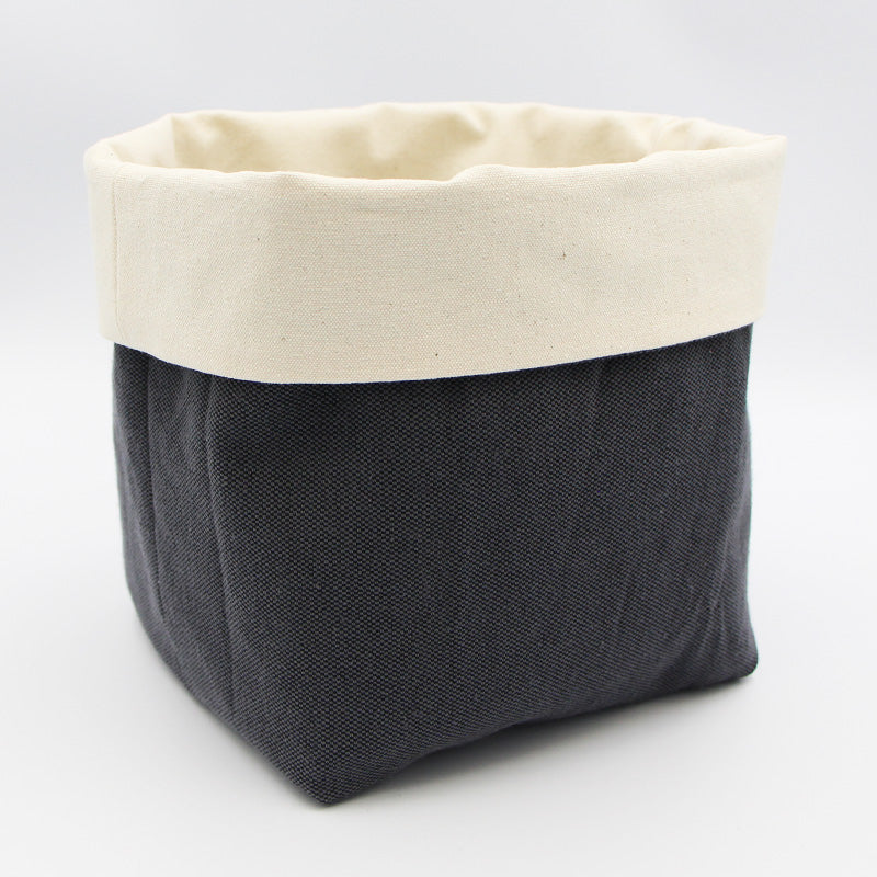 panier de rangement en tissu noir fait main en France - Azure et Gaia