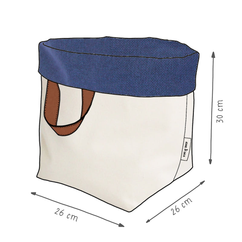 panier de rangement en tissu bleu et crème, fait-main, en France - Azure et Gaia