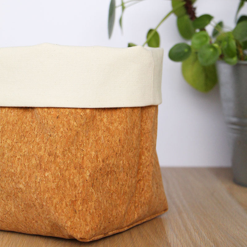 sac à jouet en tissu et en liège, fait main en France - Azure et Gaia