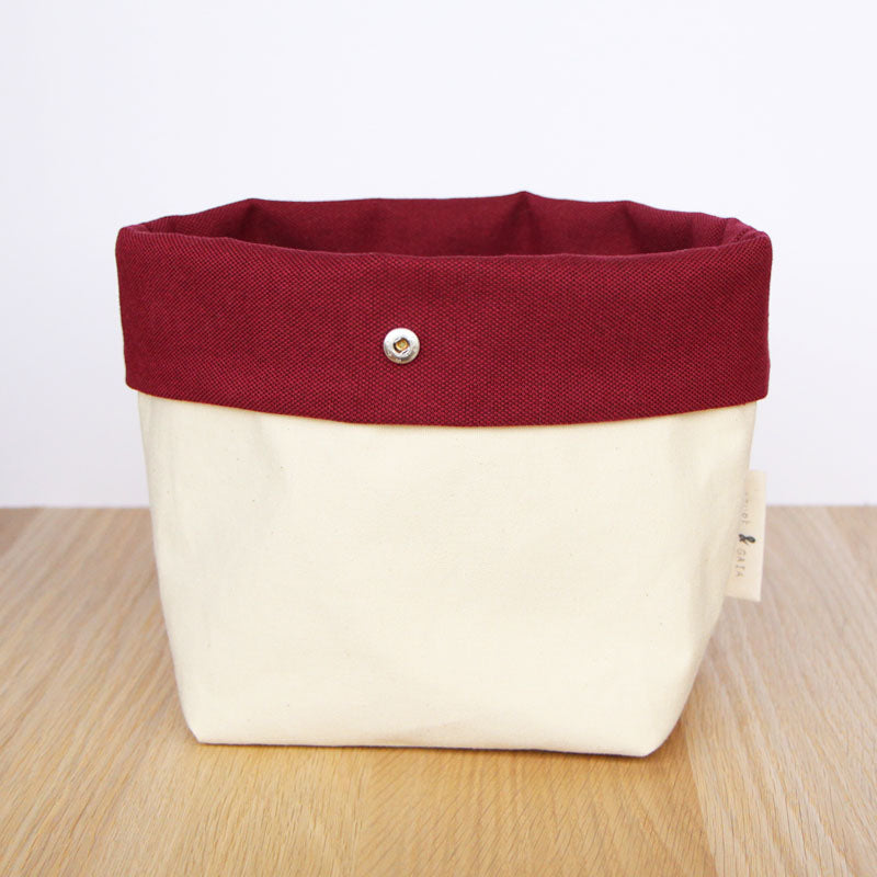 sac à jouets en tissu bordeaux fait main en France - Azure et Gaia