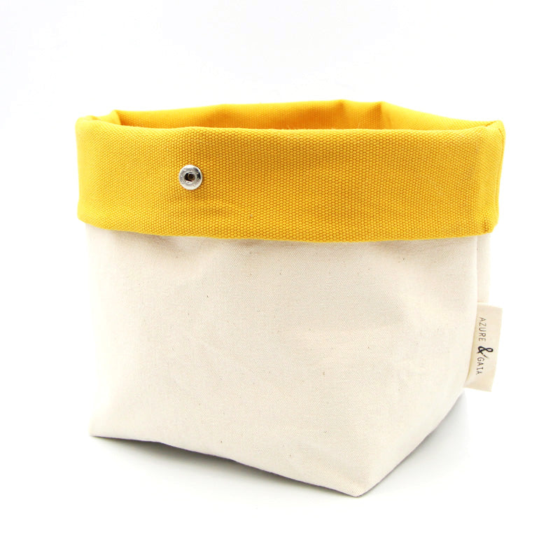 panier de rangement en tissu jaune fait main en France - Azure et Gaia