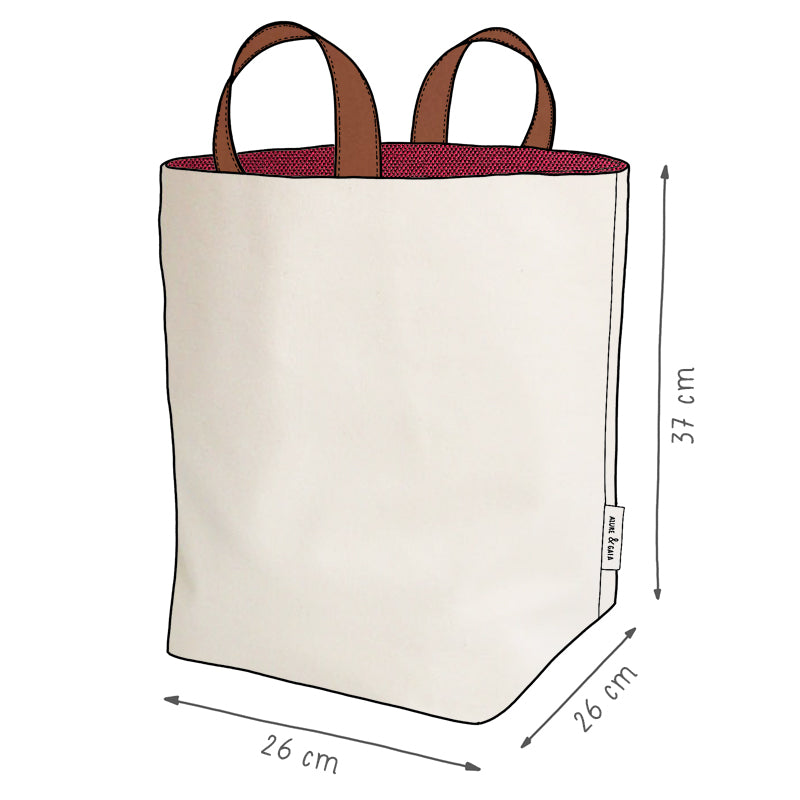 panier de rangement en tissu bordeaux et crème, fait-main, en France - Azure et Gaia