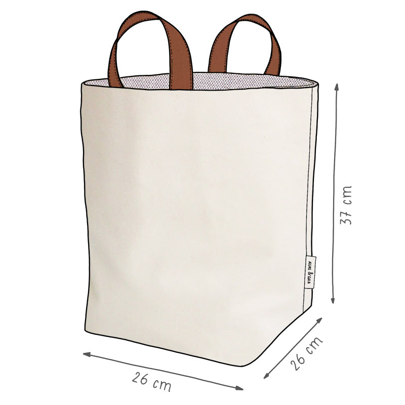 panier de rangement en tissu gris et crème, fait-main, en France - Azure et Gaia