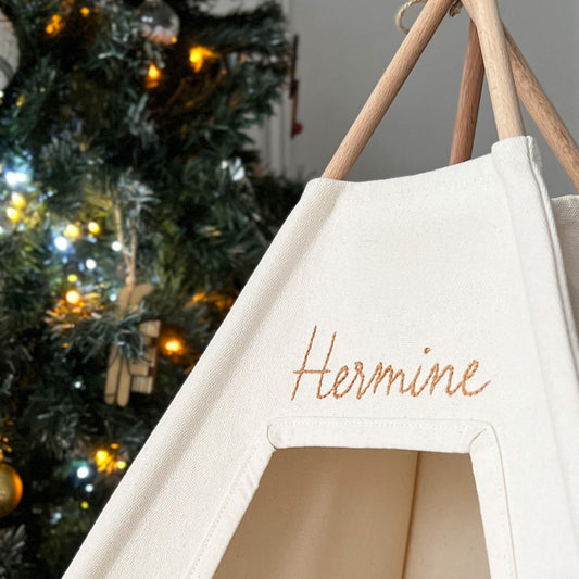 idee cadeau personnalisé pour noel - Tipi pour chat personnalisé, prénom brodé à la main, fabriqué en france